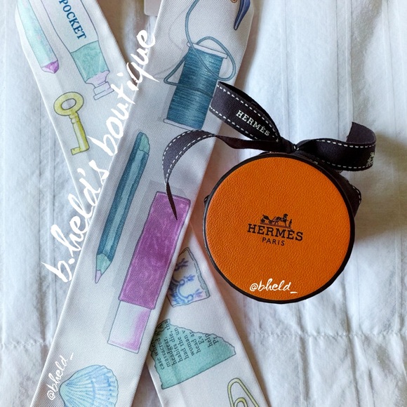 Hermès In the Pocket Twilly in Rose Poudre / Bleu Ciel / Vert Brand New NWT - Picture 14 of 16